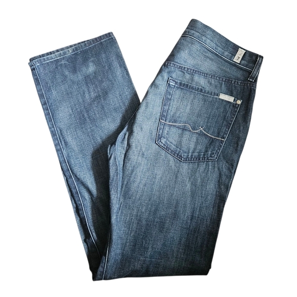 7 For All Mankind Standard Jeans Mens Size 34 (35x34) Button Fly - Picture 1 of 13